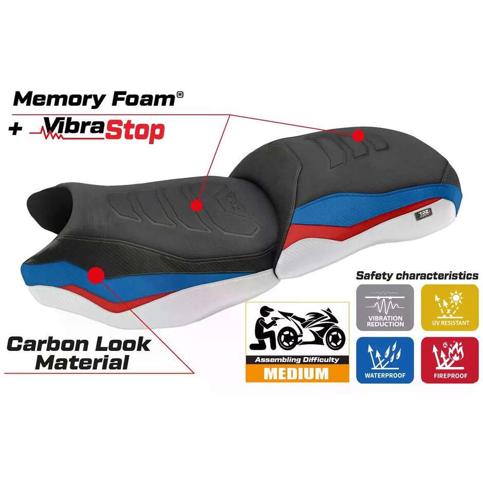 TPZ Italia Seat Cover Specific for BMW R 1250 GS 2019-2023 Model Cappio Comfort System Plus