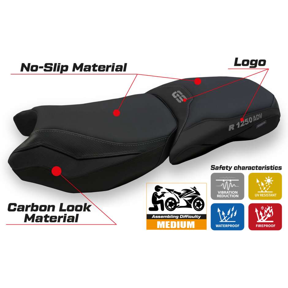 TPZ Italia Seat Cover Specific for BMW R 1250 GS Adventure 2019 - 2024 - Heating Comfort System