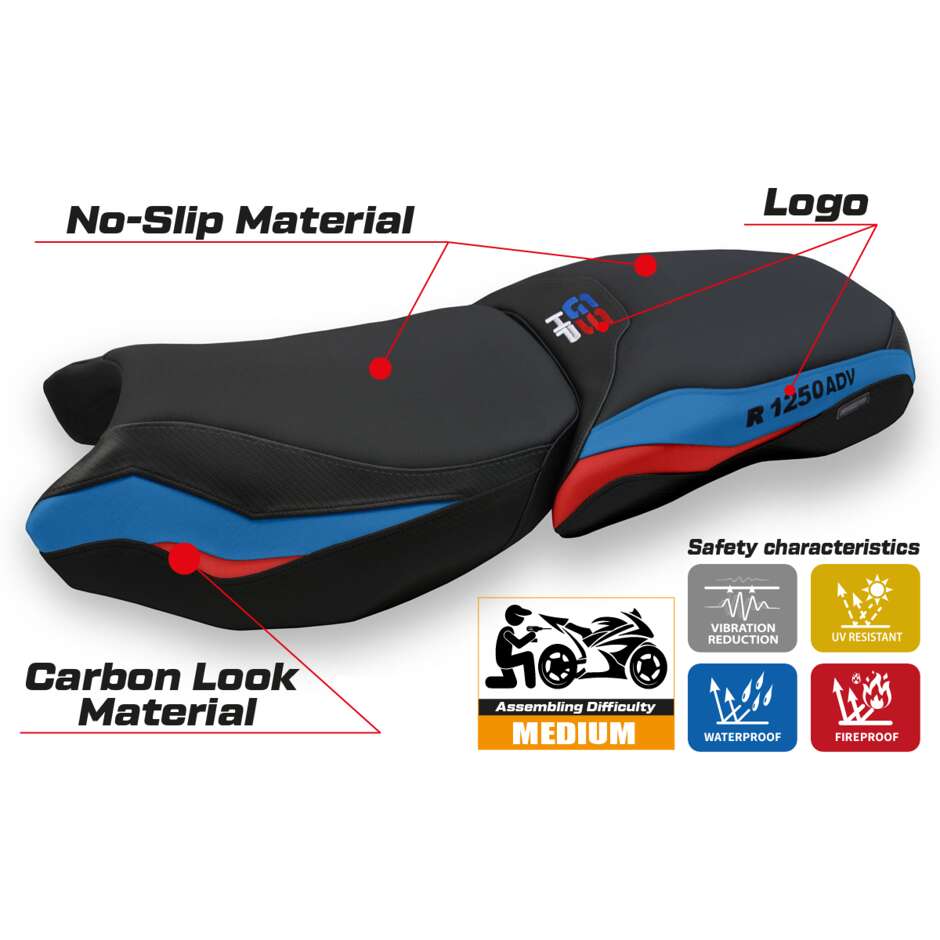 TPZ Italia Seat Cover Specific for BMW R 1250 GS Adventure 2019 - 2024 - Heating Comfort System