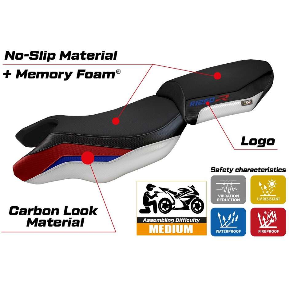 TPZ Italia Seat Cover Specific for BMW R 1250 R 2019-2025 Model Puma Special Color Comfort System