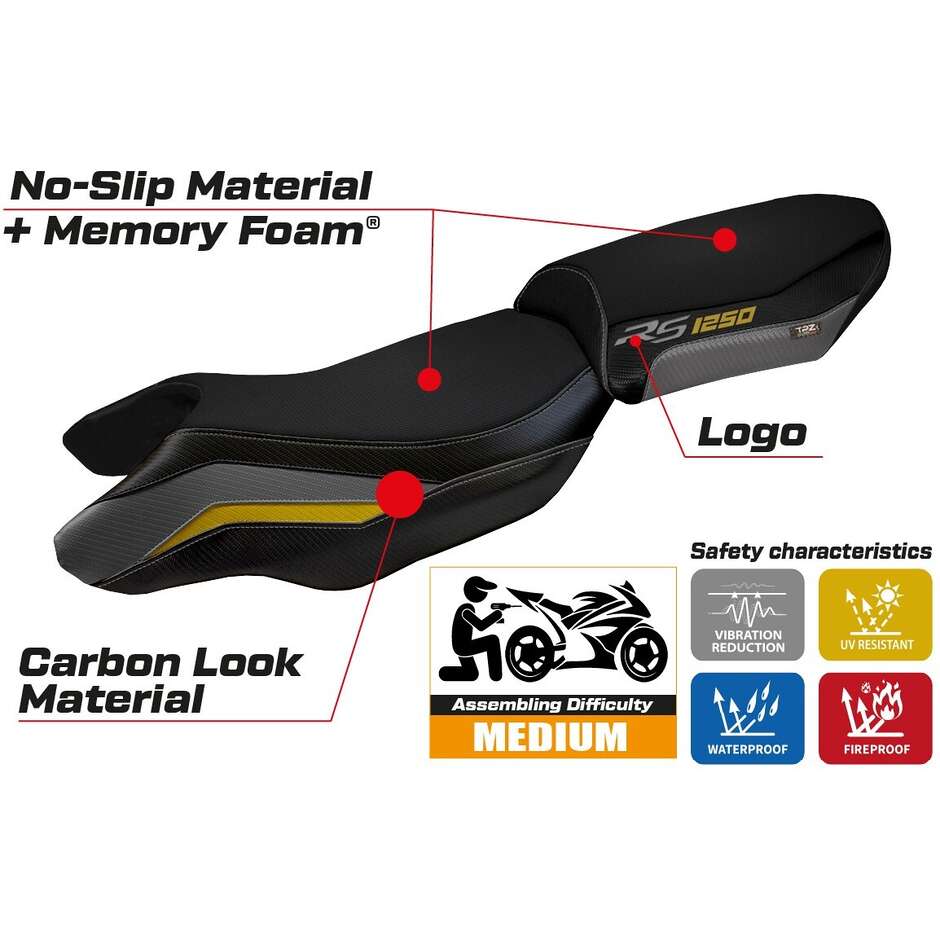 TPZ Italia Seat Cover Specific for BMW R 1250 RS 2020 - 2024 Model Blanco Comfort System