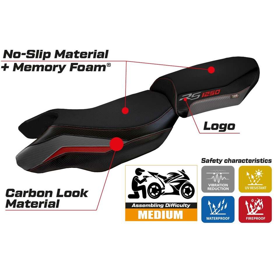 TPZ Italia Seat Cover Specific for BMW R 1250 RS 2020 - 2024 Model Blanco Comfort System