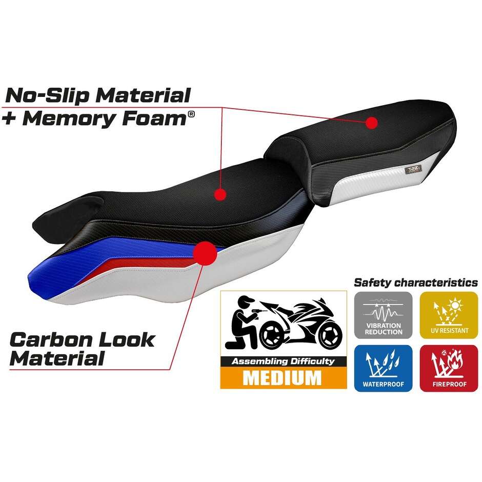 TPZ Italia Seat Cover Specific for BMW R 1250 RS 2020 - 2024 Model Blanco Comfort System