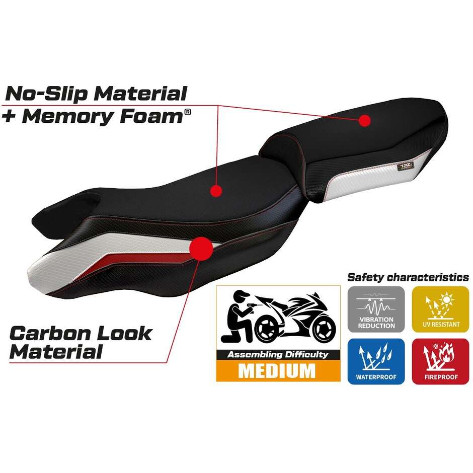 TPZ Italia Seat Cover Specific for BMW R 1250 RS 2020 - 2024 Model Blanco Comfort System