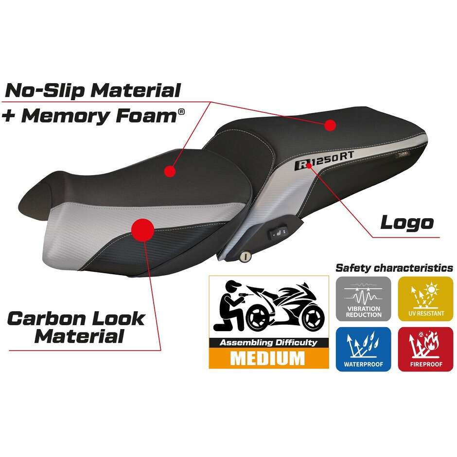 TPZ Italia Seat Cover Specific for BMW R 1250 RT 2019-2025 Model Alghero 1 Comfort System