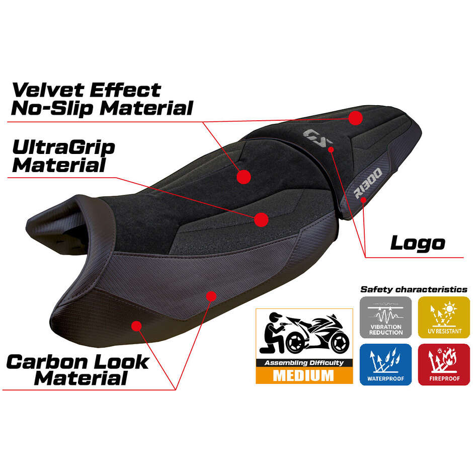 TPZ Italia Seat Cover Specific for BMW R 1300 GS 2023-2025 Model Koln Velvet Ultragrip