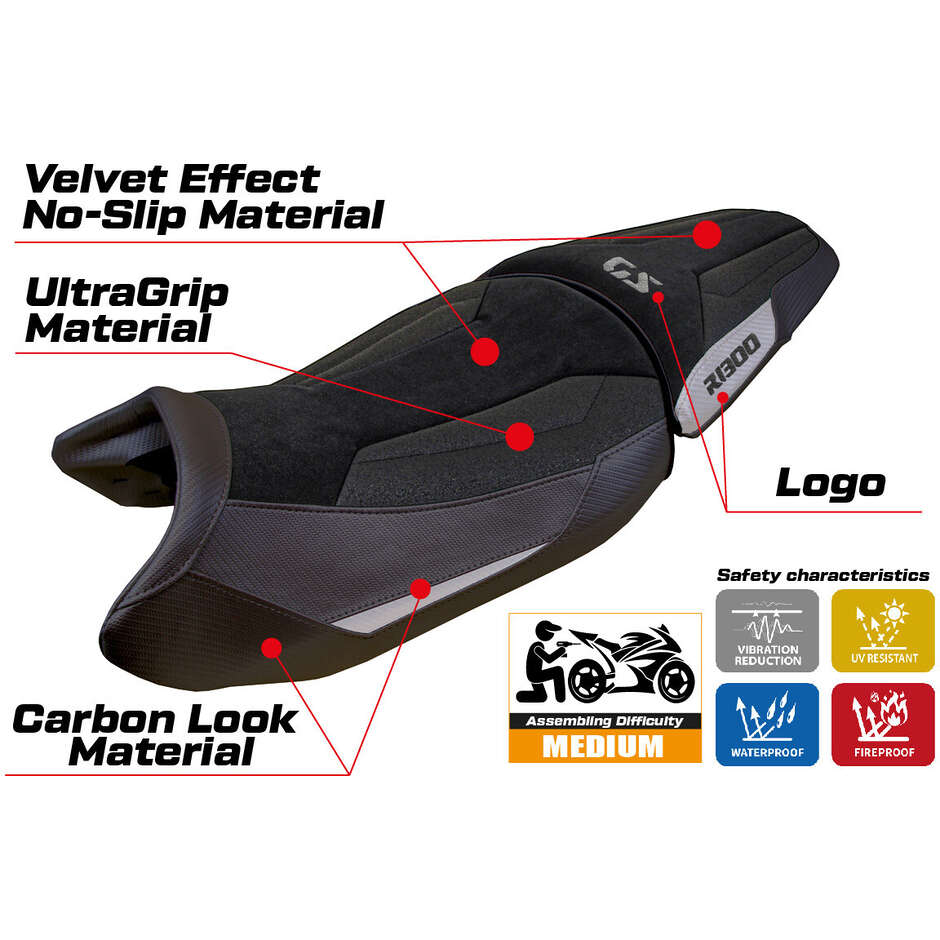 TPZ Italia Seat Cover Specific for BMW R 1300 GS 2023-2025 Model Koln Velvet Ultragrip