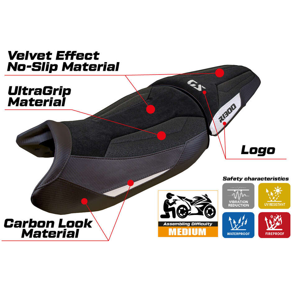 TPZ Italia Seat Cover Specific for BMW R 1300 GS 2023-2025 Model Koln Velvet Ultragrip