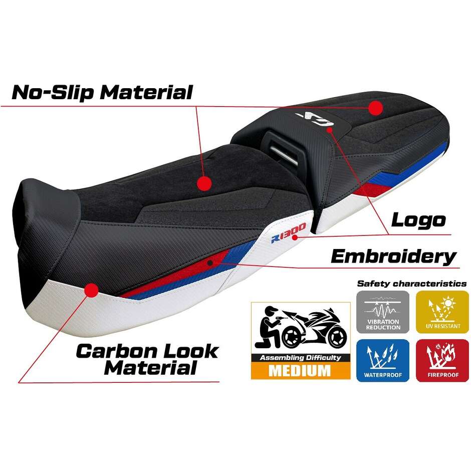 TPZ Italia Seat Cover Specific for BMW R 1300 GS Adventure 2024-2025 Model Ulma Ultragrip