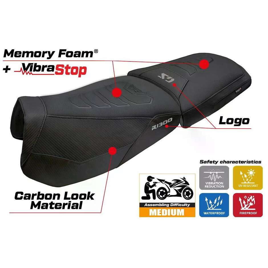 TPZ Italia Seat Cover Specific for BMW R 1300 GS ADVENTURE Trophy 2024-2025 Model Bear Comfort System Plus