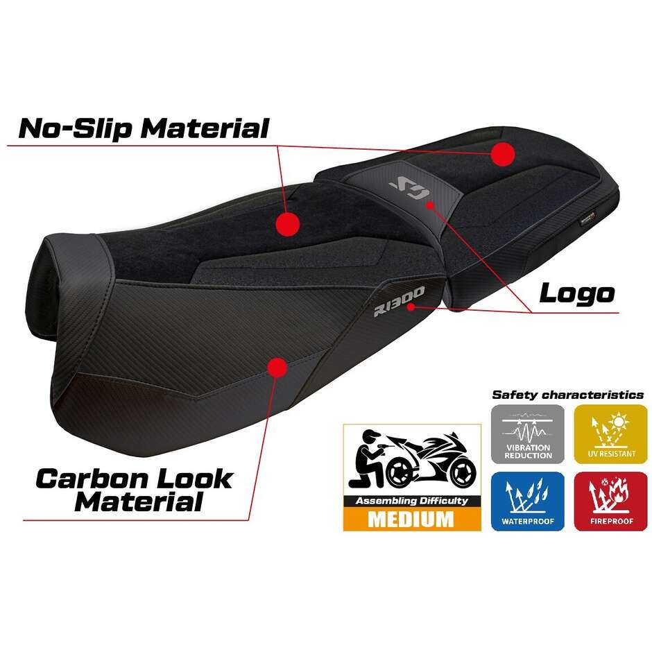 TPZ Italia Seat Cover Specific for BMW R 1300 GS Adventure Trophy 2024-2025 Model Bear Ultragrip