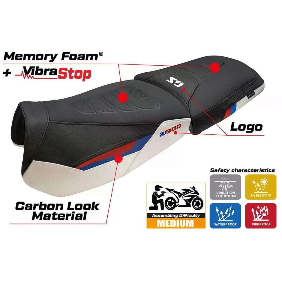 TPZ Italia Seat Cover Specific for BMW R 1300 GS ADVENTURE Trophy 20242025 Model Bear Comfort System Plus