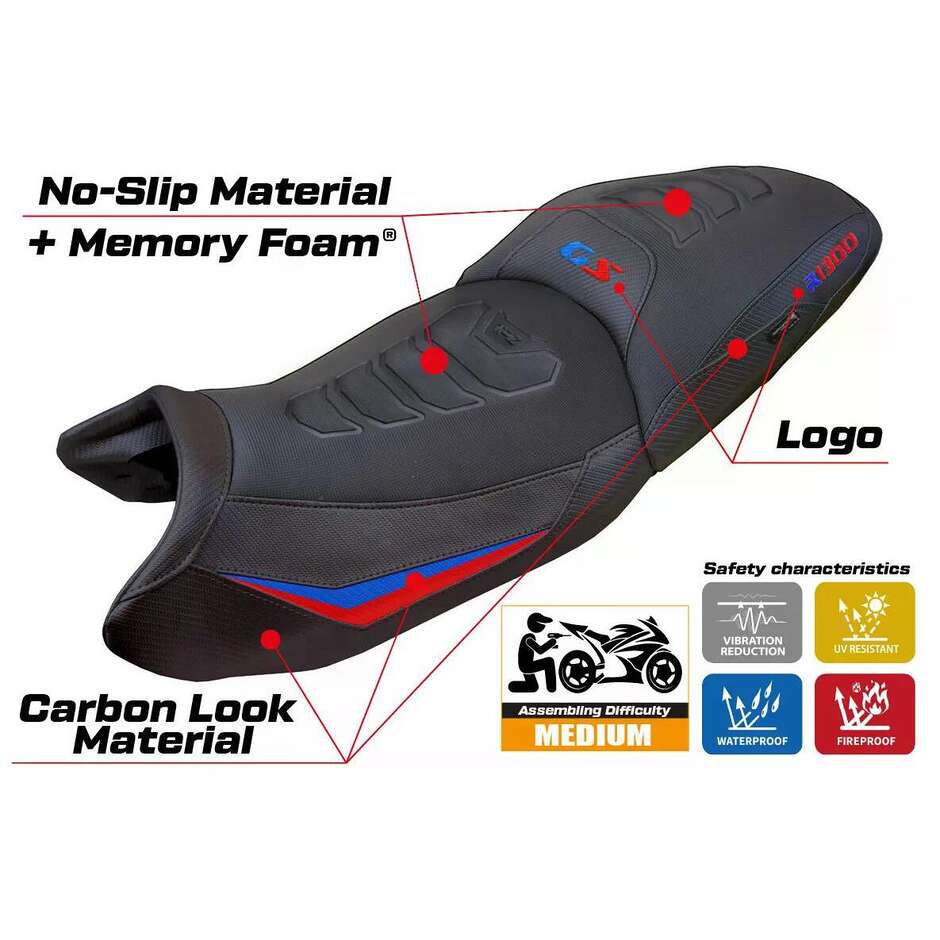 TPZ Italia Seat Cover Specific for BMW R 1300 GS Touring 2023-2025 Model Ahus Comfort System Plus