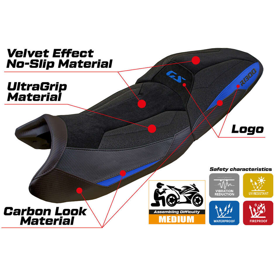 TPZ Italia Seat Cover Specific for BMW R 1300 GS Touring 2023-2025 Model Ahus Velvet Ultragrip