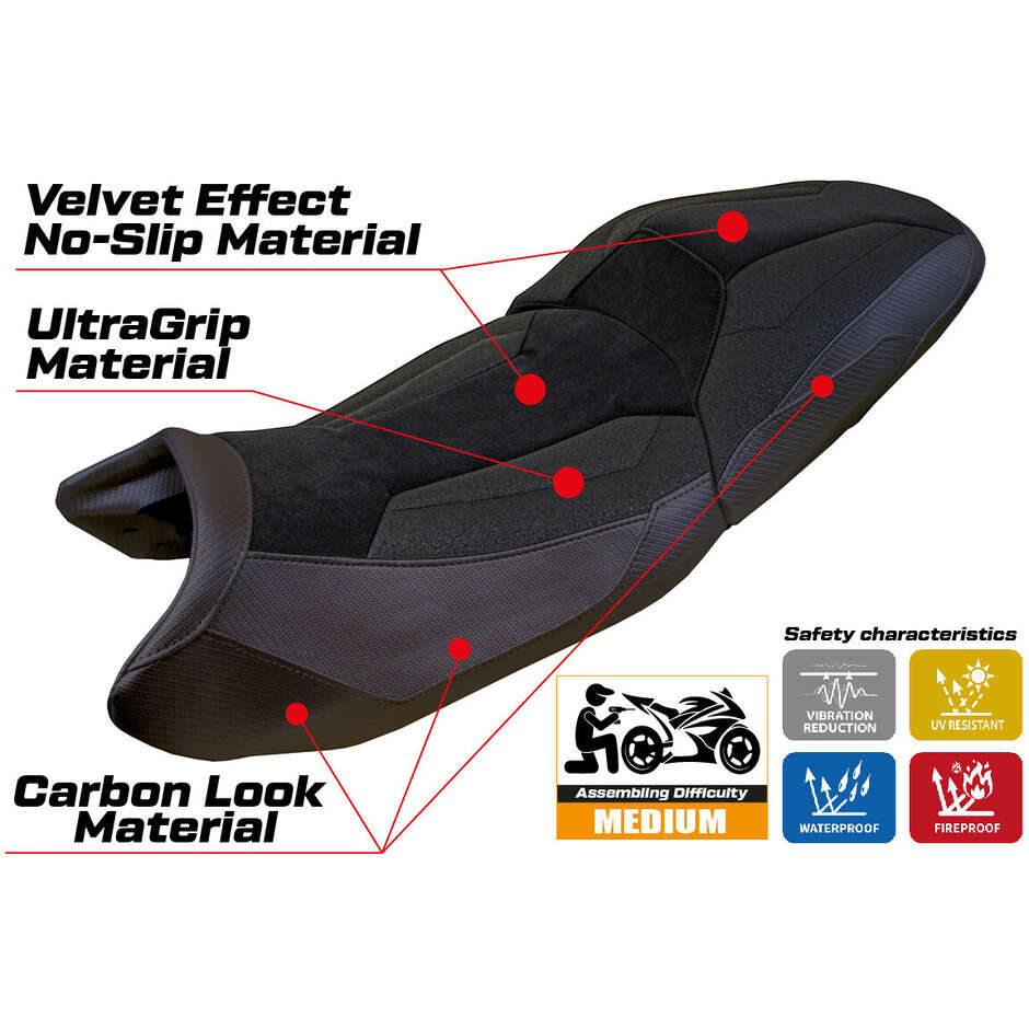 TPZ Italia Seat Cover Specific for BMW R 1300 GS Touring 2023-2025 Model Ahus Velvet Ultragrip