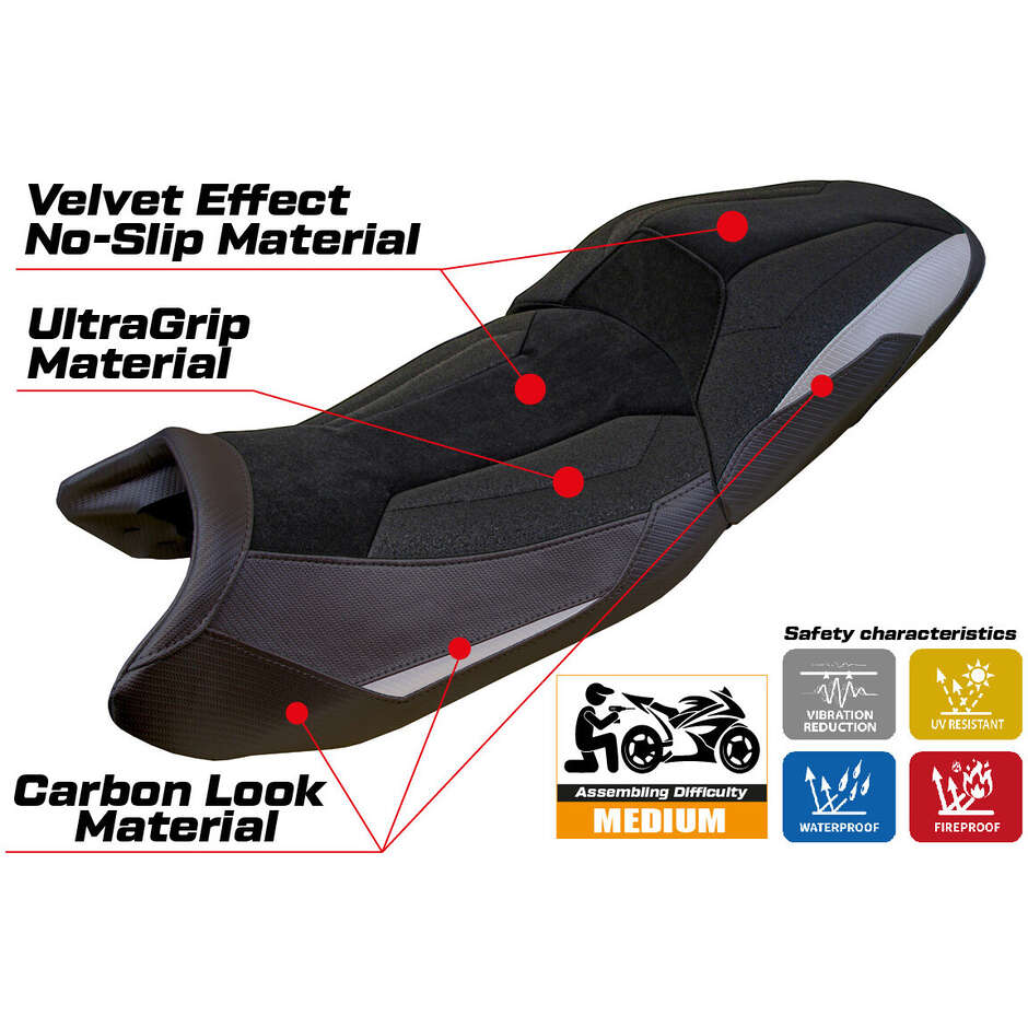 TPZ Italia Seat Cover Specific for BMW R 1300 GS Touring 2023-2025 Model Ahus Velvet Ultragrip