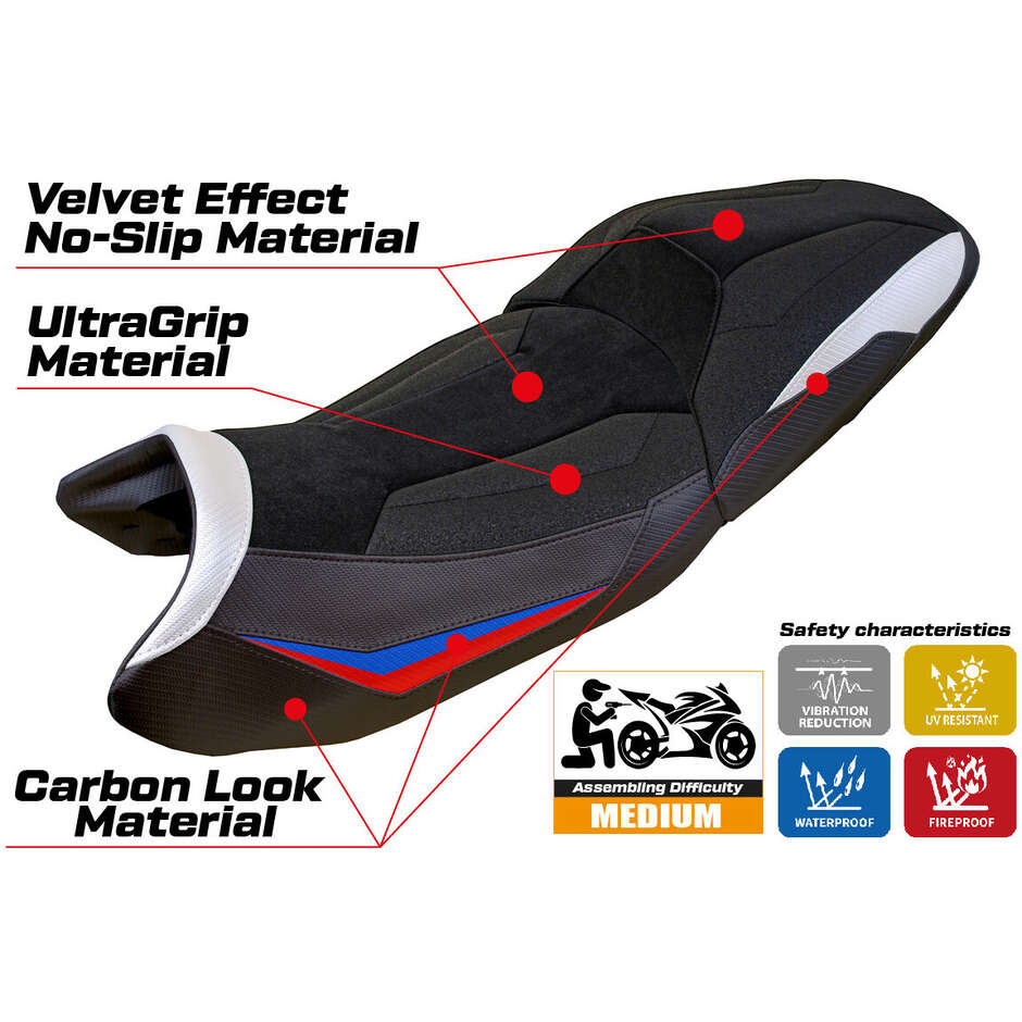 TPZ Italia Seat Cover Specific for BMW R 1300 GS Touring 2023-2025 Model Ahus Velvet Ultragrip