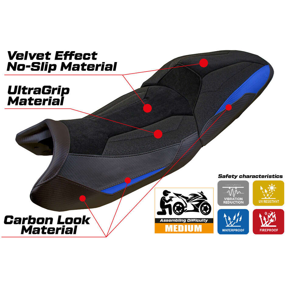 TPZ Italia Seat Cover Specific for BMW R 1300 GS Touring 2023-2025 Model Ahus Velvet Ultragrip