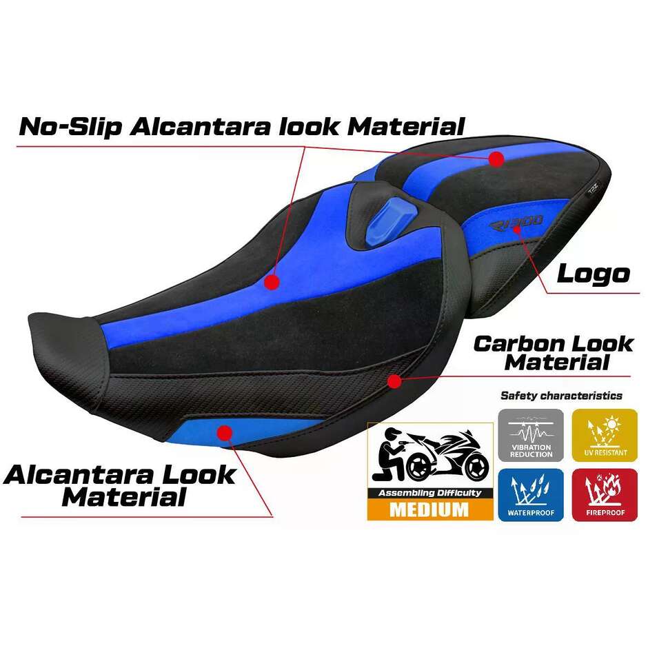 TPZ Italia Seat Cover Specific for BMW R 1300 R 2025-2026 Model Remy Velvet