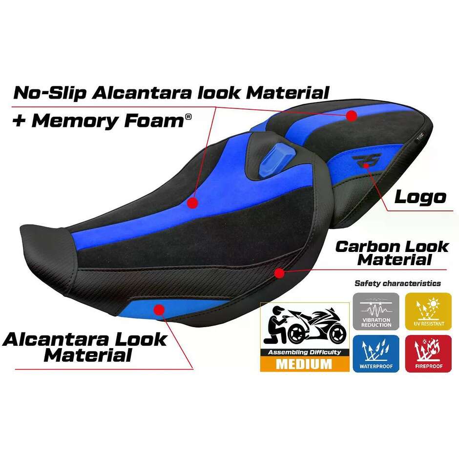 TPZ Italia Seat Cover Specific for BMW R 1300 RS 20252026 Model Sohar Velvet Comfort System