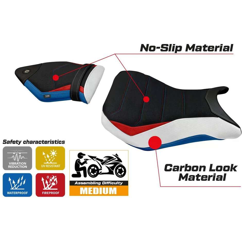 TPZ Italia Seat Cover Specific for BMW S 1000 R 2014 2020 Fulda 2 Ultragrip Model