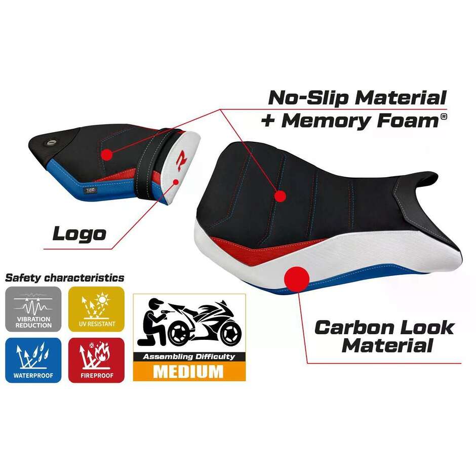 TPZ Italia Seat Cover Specific for BMW S 1000 R 2014 2020 Model Spira 2 Comfort System