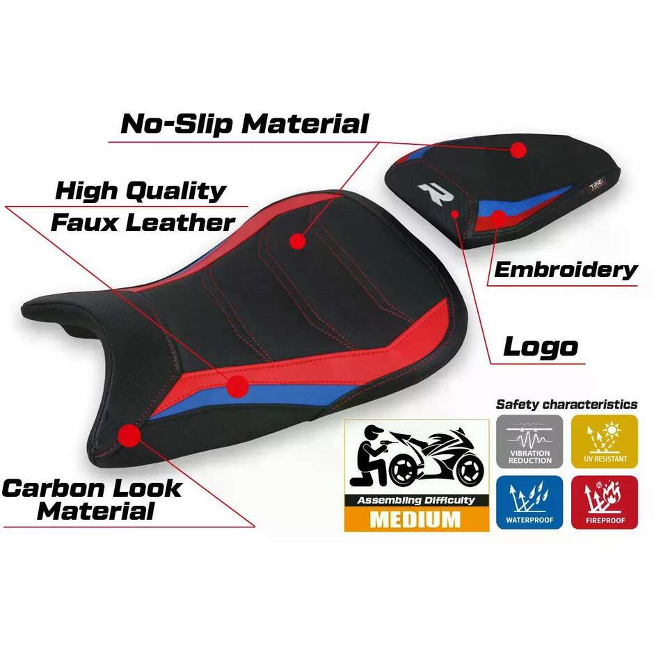 TPZ Italia Seat Cover Specific for BMW S 1000 R 20212025 Model Laiar hp Ultragrip
