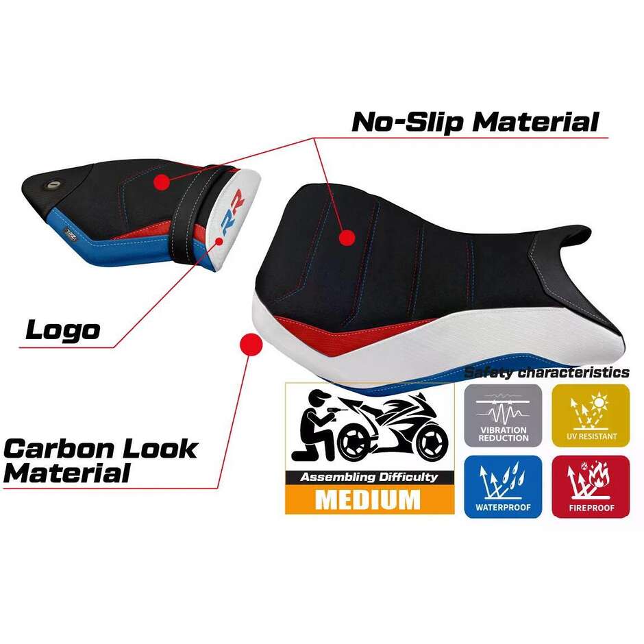 TPZ Italia Seat Cover Specific for BMW S 1000 RR 2015 2018 Model Maiori 2 Ultragrip