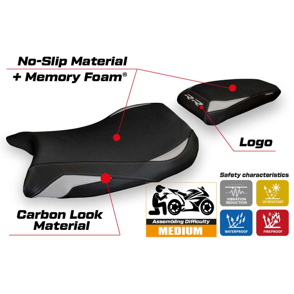 TPZ Italia Seat Cover Specific for BMW S 1000 RR 2019-2025 Model Deruta 1 Comfort System