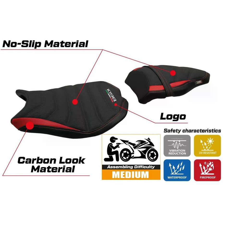 TPZ Italia Seat Cover Specific for Ducati 848 / 1098 / 1198 2007 2013 Cervia Ultragrip Model
