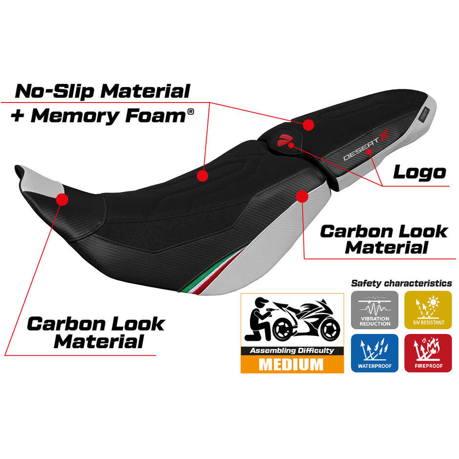 TPZ Italia Seat Cover Specific for Ducati DesertX 20222025 Heating Comfort System