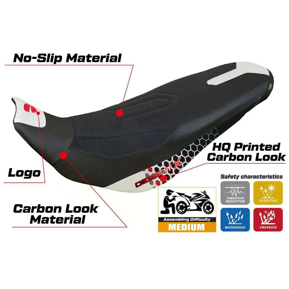 TPZ Italia Seat Cover Specific for Ducati DesertX Rally 20222025 Model Eriba Special Color Ultragrip