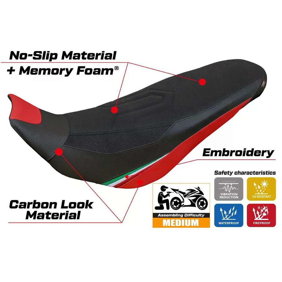 TPZ Italia Seat Cover Specific for Ducati DesertX Rally 20222025 Model Keren Ultragrip Comfort System