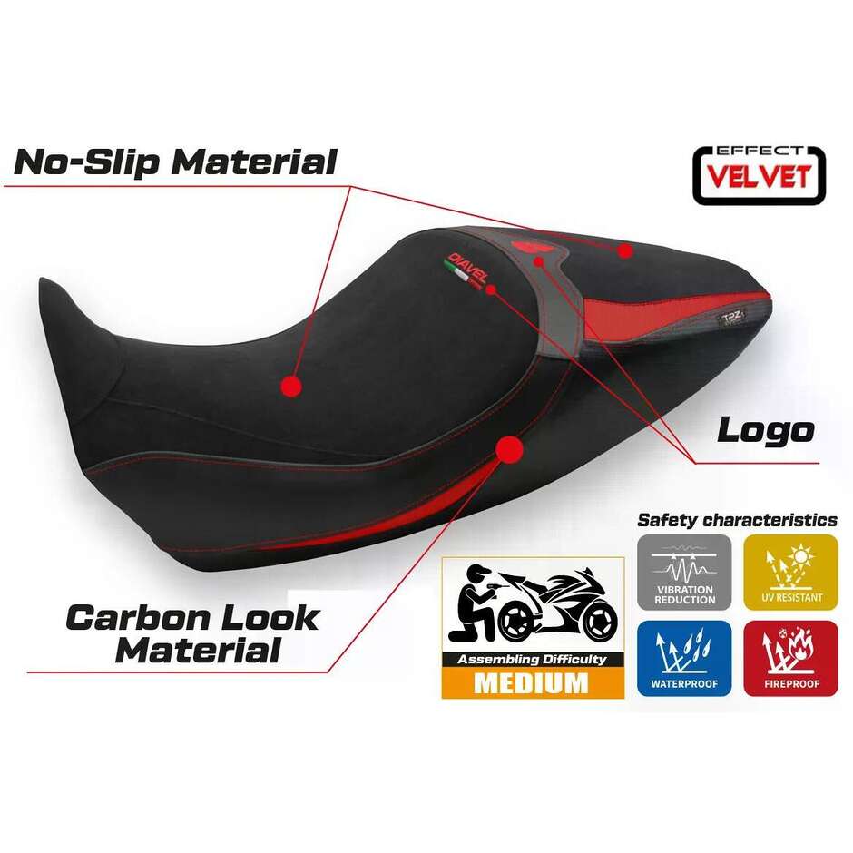 TPZ Italia Seat Cover Specific for Ducati Diavel 1260 2019 2022 Model Saranda 1 Velvet