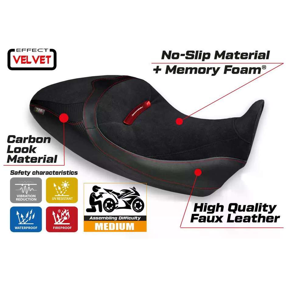 TPZ Italia Seat Cover Specific for Ducati Diavel 1260 S 2019 2022 Model Costanza 1 Velvet Comfort System