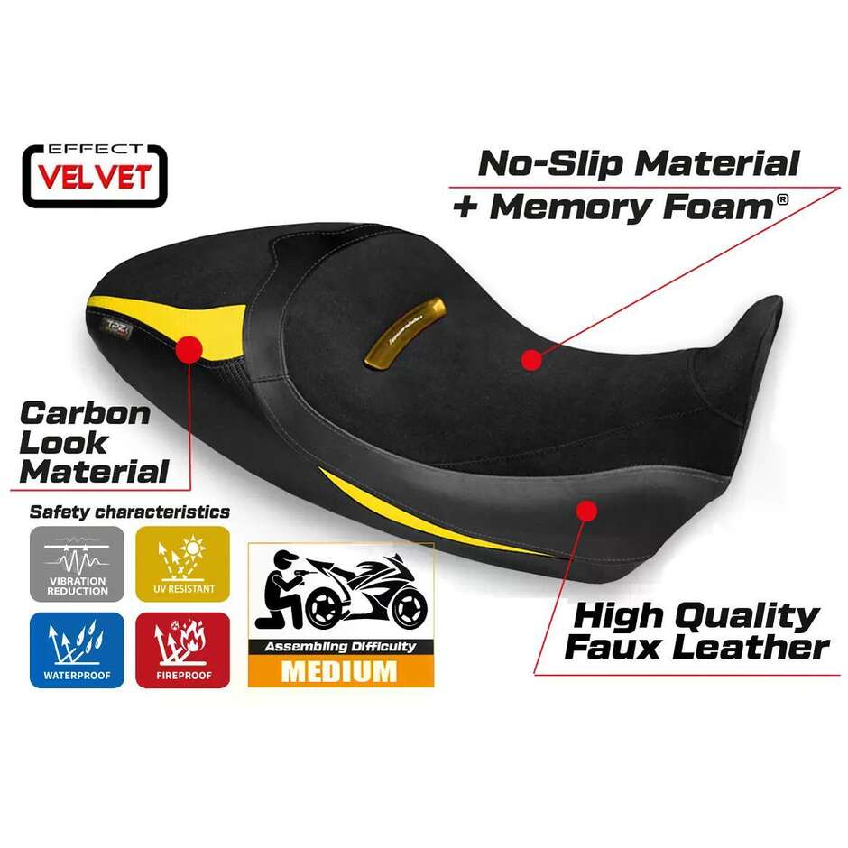 TPZ Italia Seat Cover Specific for Ducati Diavel 1260 S 2019 2022 Model Costanza 1 Velvet Comfort System