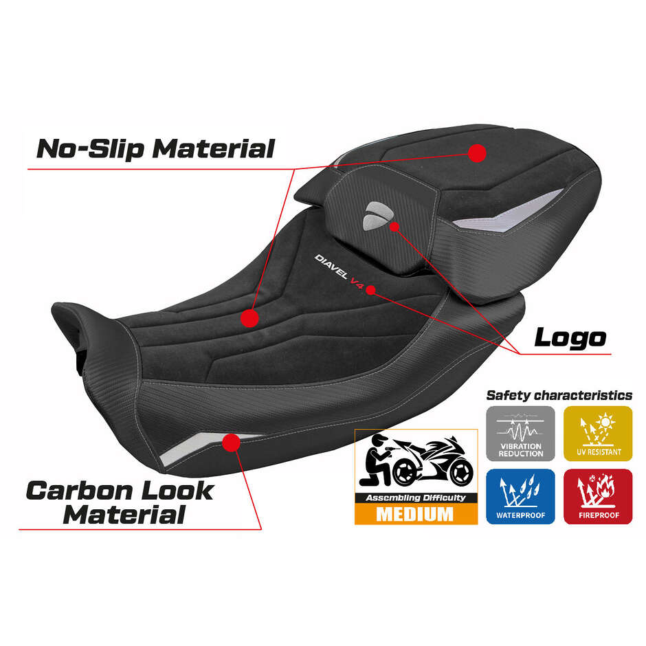 TPZ Italia Seat Cover Specific for Ducati Diavel V4 20232025 Diablo Velvet Model