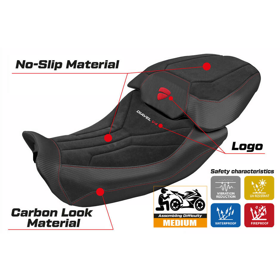 TPZ Italia Seat Cover Specific for Ducati Diavel V4 20232025 Diablo Velvet Model