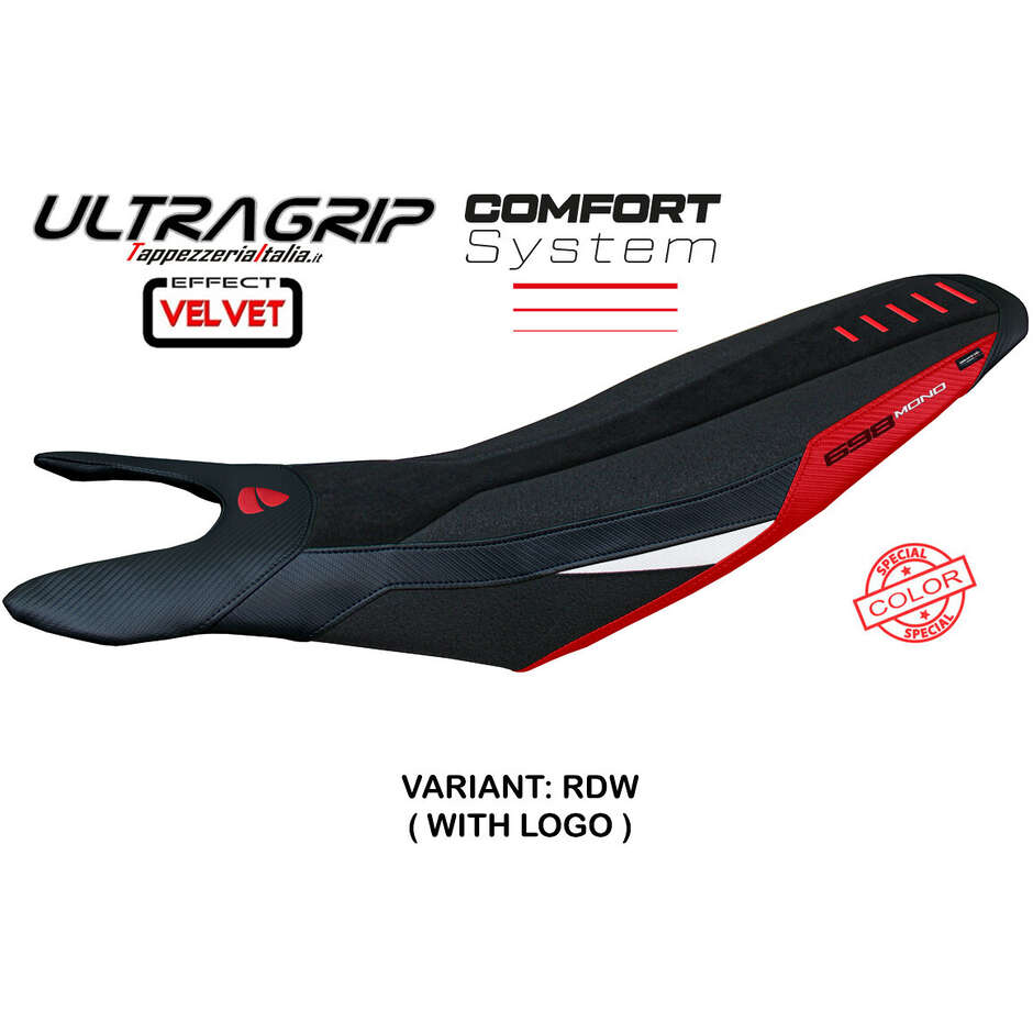 TPZ Italia Seat Cover Specific for Ducati Hypermotard 698 Mono 20242025 Cairoli Special Velvet Ultragrip Comfort System Model