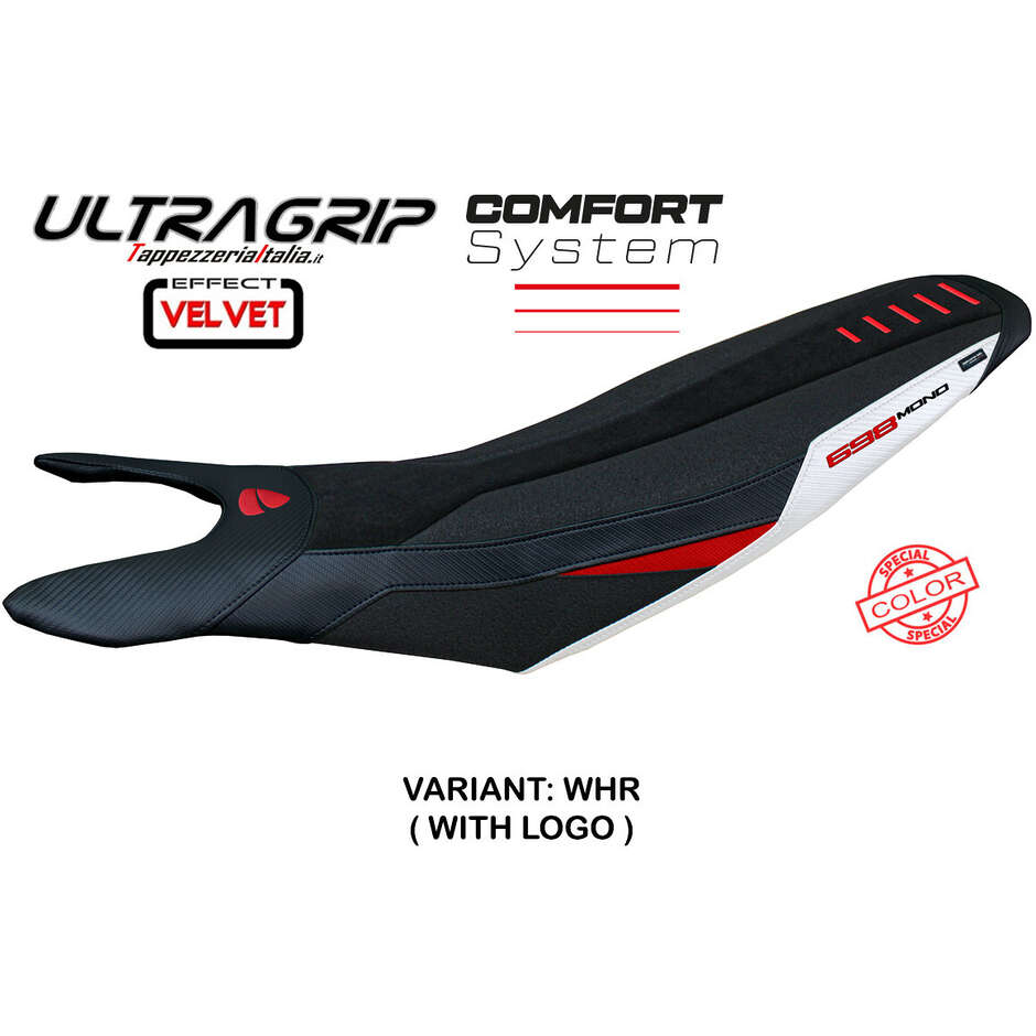 TPZ Italia Seat Cover Specific for Ducati Hypermotard 698 Mono 20242025 Cairoli Special Velvet Ultragrip Comfort System Model