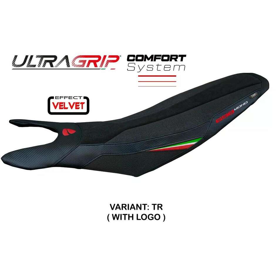 TPZ Italia Seat Cover Specific for Ducati Hypermotard 698 Mono 20242025 Cairoli Velvet Ultragrip Comfort System Model