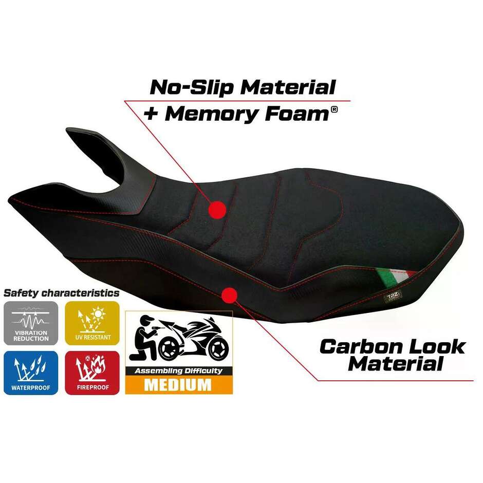 TPZ Italia Seat Cover Specific for Ducati Hypermotard 796 / 1100 / 1100 EVO 2007 2012 Model Medea 2 Comfort System