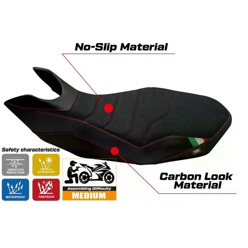 TPZ Italia Seat Cover Specific for Ducati Hypermotard 796 / 1100 / 1100 EVO 2007 2012 Model Ribe 2 Ultragrip
