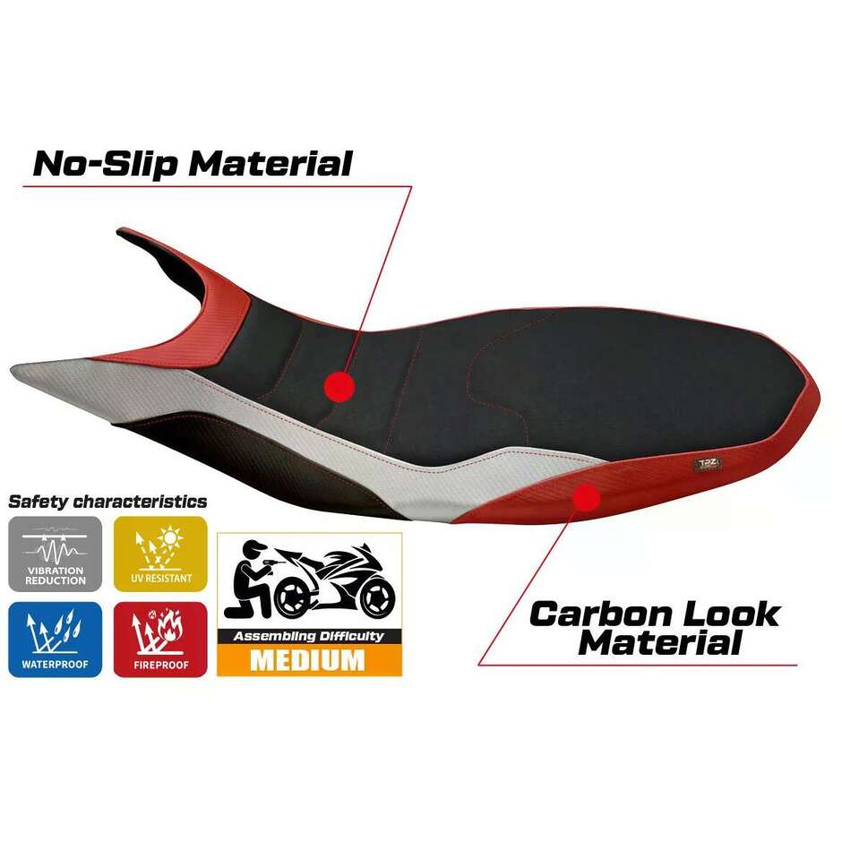 TPZ Italia Seat Cover Specific for Ducati Hypermotard 821 / 939 2013 2018 Model Megara 1 Ultragrip
