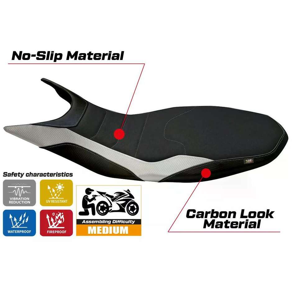 TPZ Italia Seat Cover Specific for Ducati Hypermotard 821 / 939 2013 2018 Model Megara 1 Ultragrip