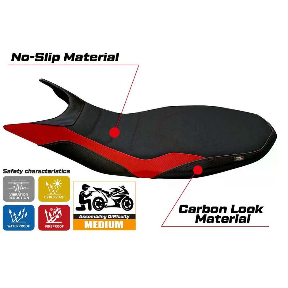 TPZ Italia Seat Cover Specific for Ducati Hypermotard 821 / 939 2013 2018 Model Megara 1 Ultragrip