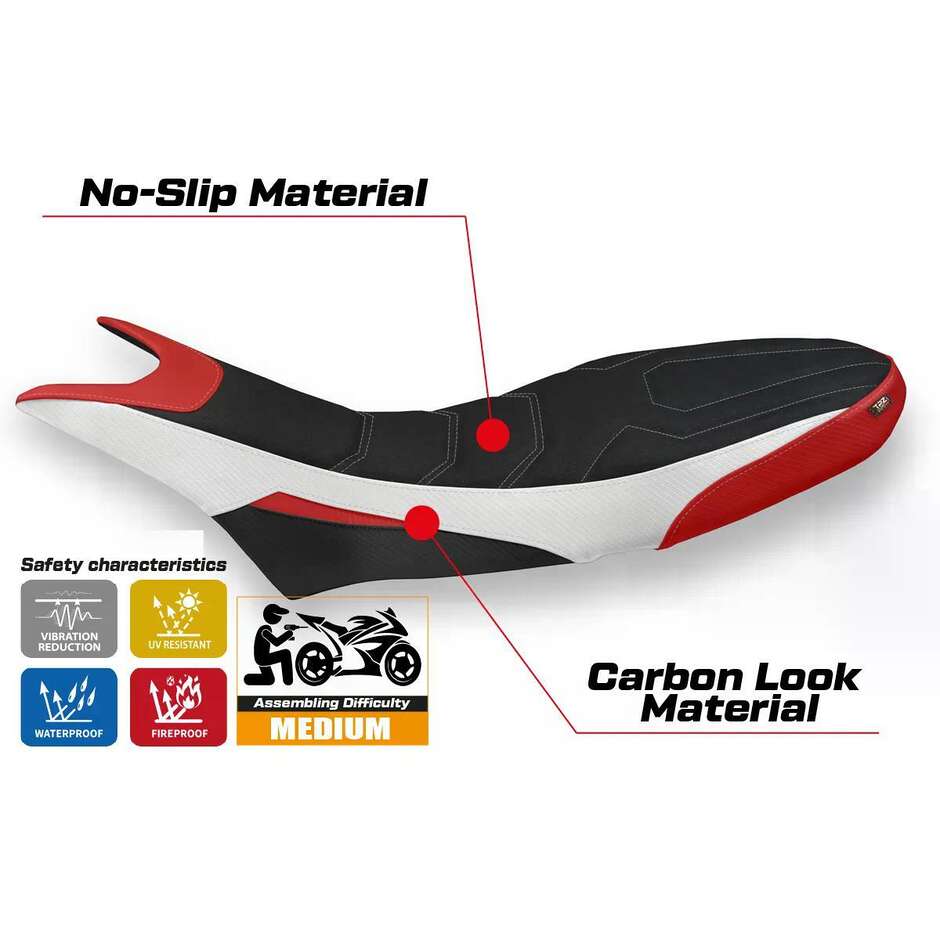 TPZ Italia Seat Cover Specific for Ducati Hypermotard 950 2019-2025 Model Luna 1 Ultragrip