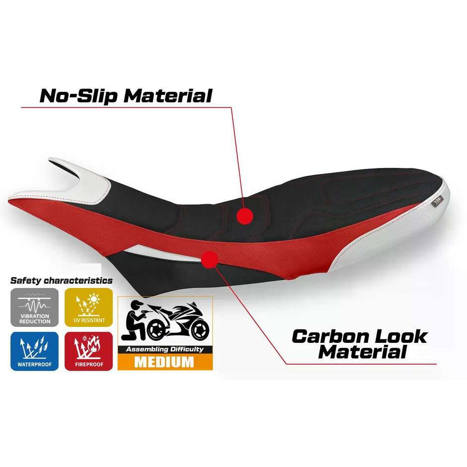 TPZ Italia Seat Cover Specific for Ducati Hypermotard 950 2019-2025 Model Luna 1 Ultragrip