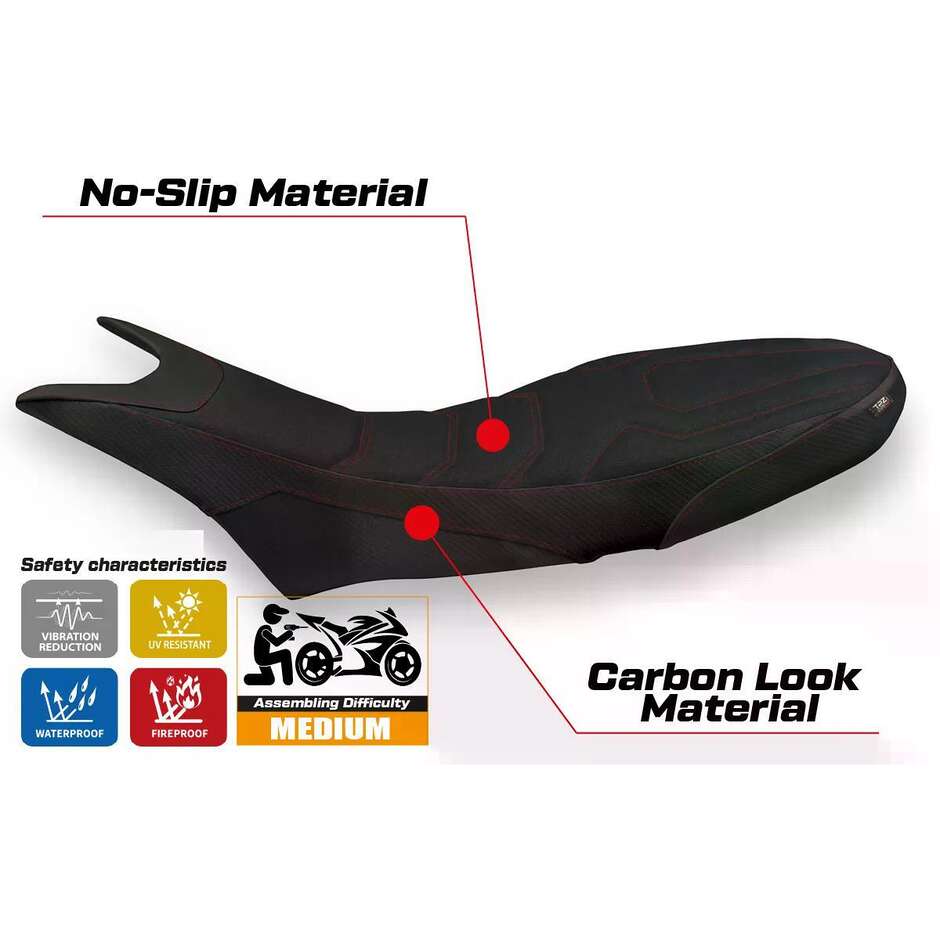 TPZ Italia Seat Cover Specific for Ducati Hypermotard 950 2019-2025 Model Luna 1 Ultragrip