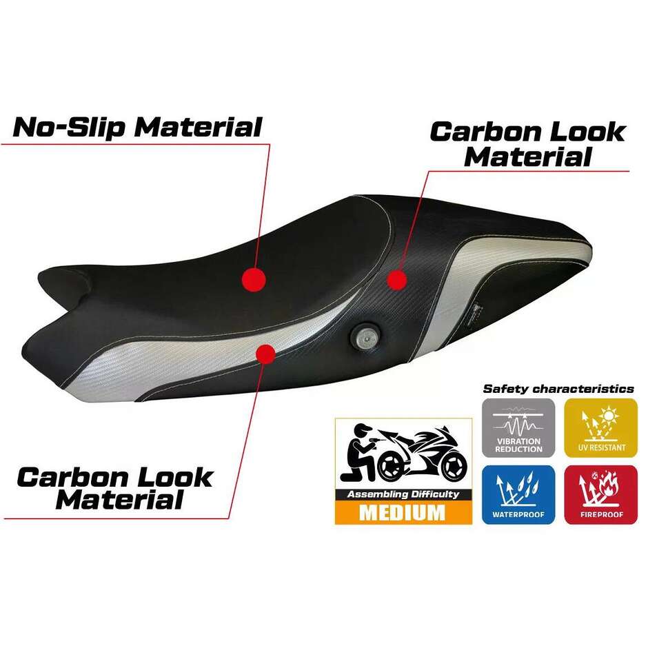 TPZ Italia Seat Cover Specific for Ducati Monster 1100 EVO 2009 2013 Model Logos Carbon Colat